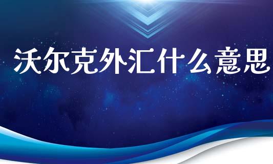 沃尔克外汇什么意思_https://cj006.lansai.wang_债券资讯_第1张