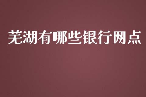 芜湖有哪些银行网点_https://cj006.lansai.wang_全球市场_第1张
