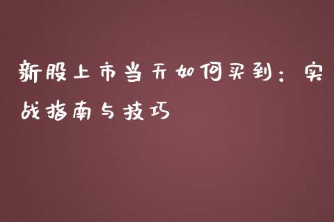新股上市当天如何买到：实战指南与技巧_https://cj006.lansai.wang_期货开户_第1张