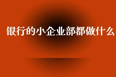 银行的小企业部都做什么_https://cj006.lansai.wang_财经新闻_第1张