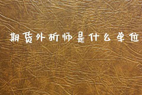 期货外析师是什么单位_https://cj006.lansai.wang_全球市场_第1张