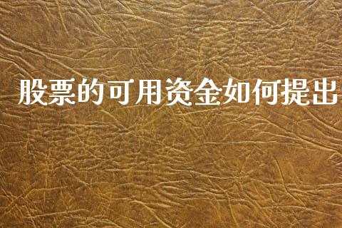 股票的可用资金如何提出_https://cj006.lansai.wang_债券资讯_第1张