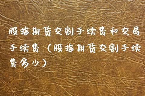股指期货交割手续费和交易手续费（股指期货交割手续费多少）_https://cj006.lansai.wang_外汇交易_第1张