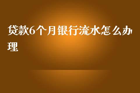 贷款6个月银行流水怎么办理_https://cj006.lansai.wang_金融监管_第1张