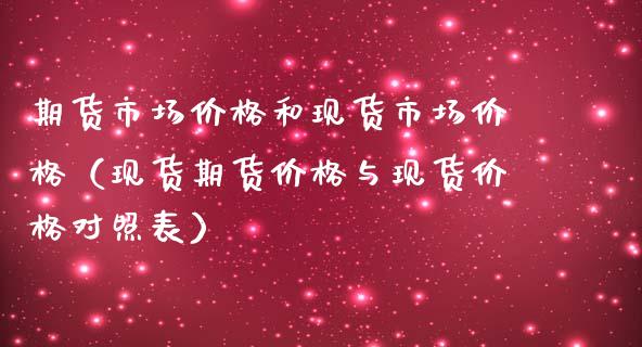 期货市场价格和现货市场价格（现货期货价格与现货价格对照表）_https://cj006.lansai.wang_外汇交易_第1张