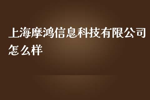上海摩鸿信息科技有限公司怎么样_https://cj006.lansai.wang_财经新闻_第1张