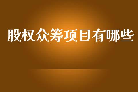 股权众筹项目有哪些_https://cj006.lansai.wang_财经新闻_第1张