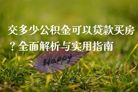 交多少公积金可以贷款买房？全面解析与实用指南_https://cj006.lansai.wang_金融监管_第1张