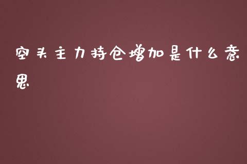 空头主力持仓增加是什么意思_https://cj006.lansai.wang_全球市场_第1张