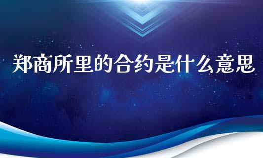 郑商所里的合约是什么意思_https://cj006.lansai.wang_债券资讯_第1张