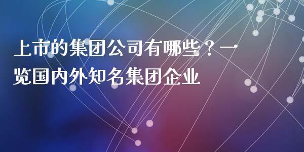 上市的集团公司有哪些？一览国内外知名集团企业_https://cj006.lansai.wang_债券资讯_第1张