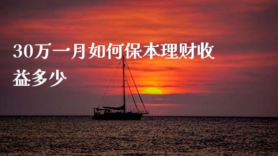 30万一月如何保本理财收益多少_https://cj006.lansai.wang_全球市场_第1张