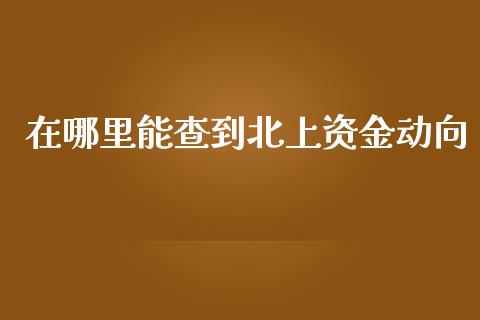 在哪里能查到北上资金动向_https://cj006.lansai.wang_外汇交易_第1张