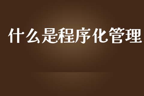 什么是程序化管理_https://cj006.lansai.wang_债券资讯_第1张