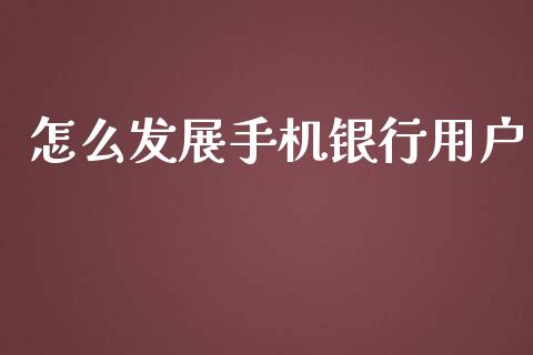 怎么发展手机银行用户_https://cj006.lansai.wang_期货开户_第1张