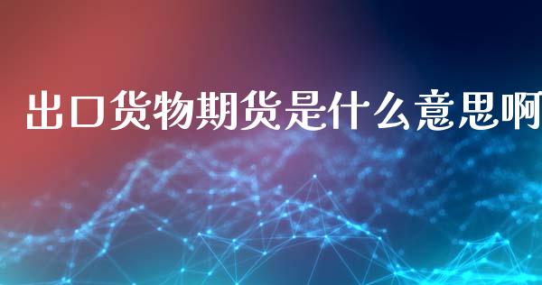 出口货物期货是什么意思啊_https://cj006.lansai.wang_金融监管_第1张