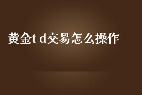 黄金t d交易怎么操作_https://cj006.lansai.wang_财经新闻_第1张