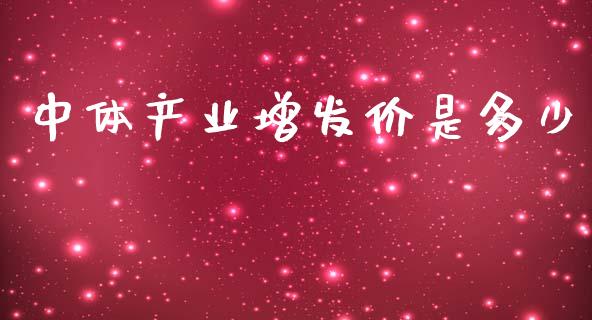 中体产业增发价是多少_https://cj006.lansai.wang_财经新闻_第1张