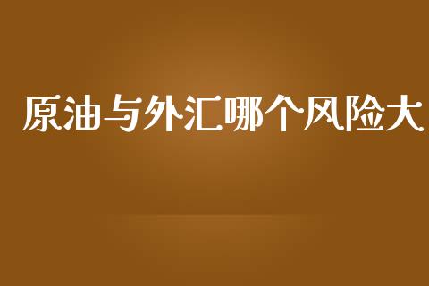 原油与外汇哪个风险大_https://cj006.lansai.wang_金融监管_第1张