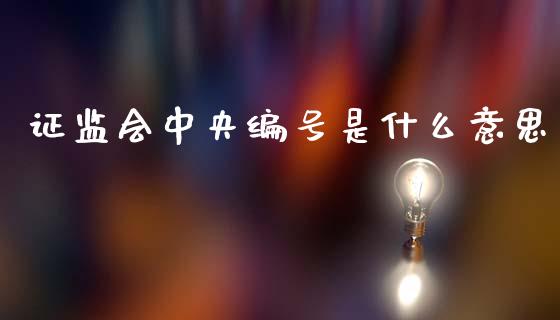 证监会中央编号是什么意思_https://cj006.lansai.wang_全球市场_第1张