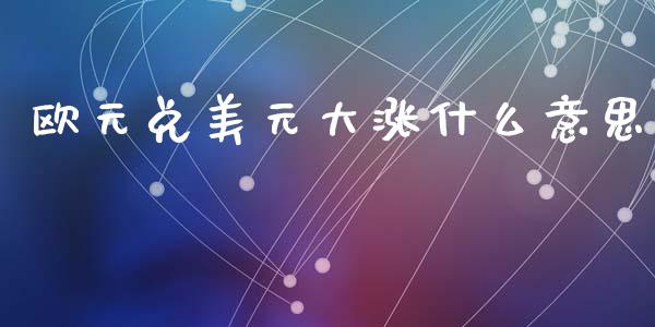 欧元兑美元大涨什么意思_https://cj006.lansai.wang_财经新闻_第1张