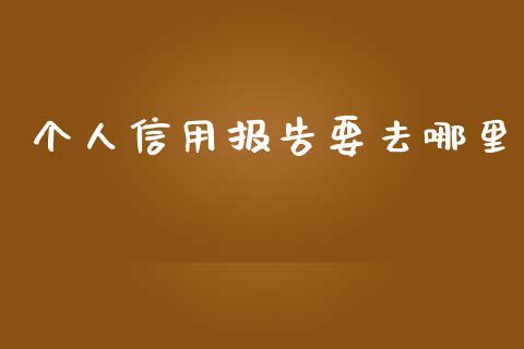 个人信用报告要去哪里_https://cj006.lansai.wang_外汇交易_第1张