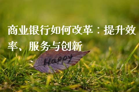 商业银行如何改革：提升效率、服务与创新_https://cj006.lansai.wang_外汇交易_第1张