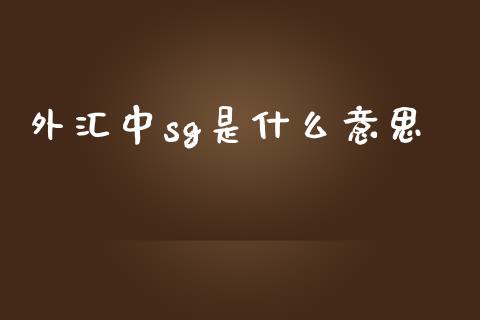 外汇中sg是什么意思_https://cj006.lansai.wang_期货开户_第1张