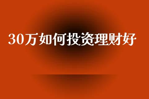 30万如何投资理财好_https://cj006.lansai.wang_金融监管_第1张