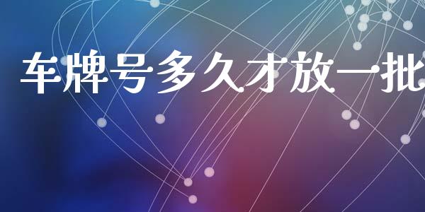 车牌号多久才放一批_https://cj006.lansai.wang_全球市场_第1张