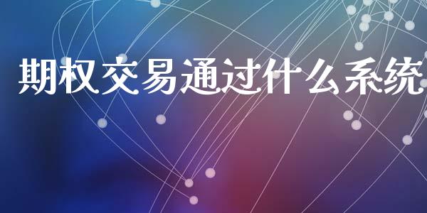 期权交易通过什么系统_https://cj006.lansai.wang_全球市场_第1张