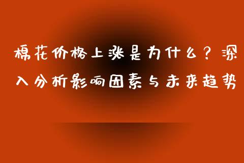 棉花价格上涨是为什么？深入分析影响因素与未来趋势_https://cj006.lansai.wang_期货开户_第1张