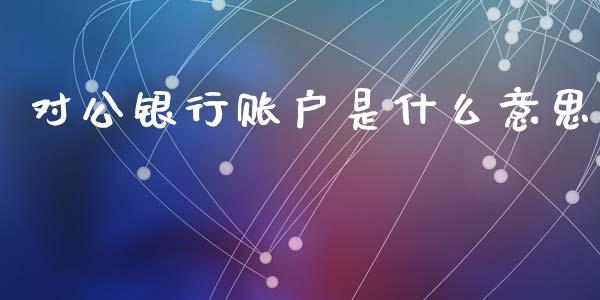 对公银行账户是什么意思_https://cj006.lansai.wang_财经新闻_第1张