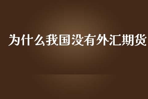为什么我国没有外汇期货_https://cj006.lansai.wang_外汇交易_第1张