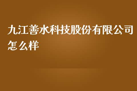 九江善水科技股份有限公司怎么样_https://cj006.lansai.wang_债券资讯_第1张