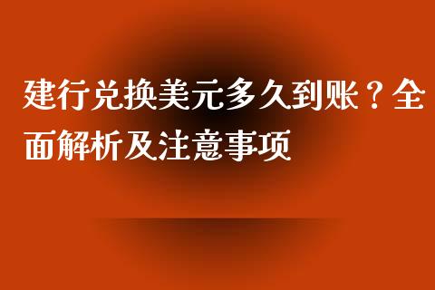 建行兑换美元多久到账？全面解析及注意事项_https://cj006.lansai.wang_金融监管_第1张