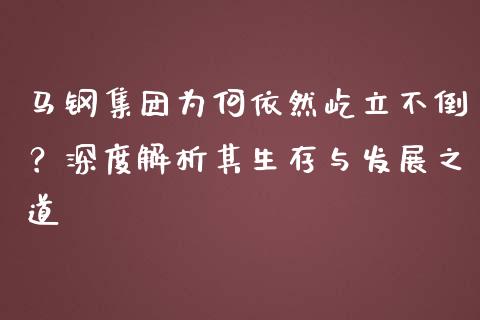 马钢集团为何依然屹立不倒？深度解析其生存与发展之道_https://cj006.lansai.wang_金融监管_第1张