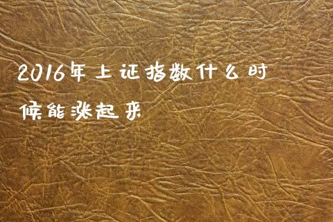 2016年上证指数什么时候能涨起来_https://cj006.lansai.wang_外汇交易_第1张
