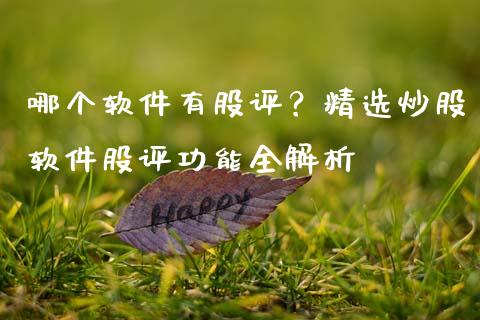 哪个软件有股评？精选炒股软件股评功能全解析_https://cj006.lansai.wang_债券资讯_第1张