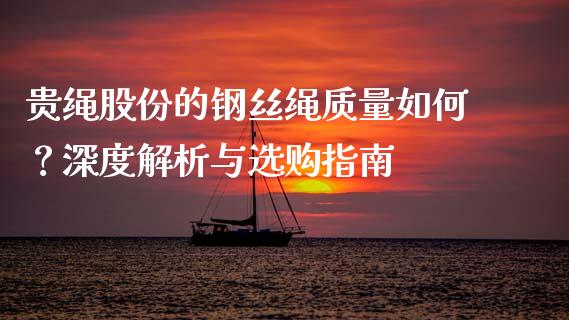 贵绳股份的钢丝绳质量如何？深度解析与选购指南_https://cj006.lansai.wang_金融监管_第1张