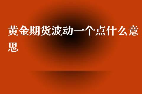 黄金期货波动一个点什么意思_https://cj006.lansai.wang_金融监管_第1张