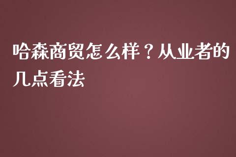 哈森商贸怎么样？从业者的几点看法_https://cj006.lansai.wang_债券资讯_第1张