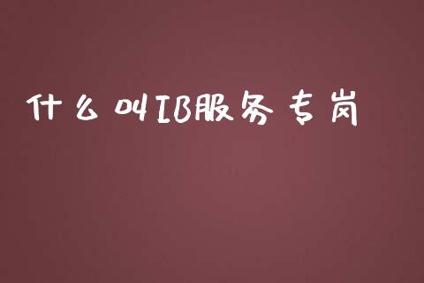 什么叫IB服务专岗_https://cj006.lansai.wang_全球市场_第1张