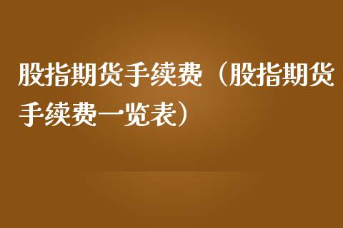 股指期货手续费（股指期货手续费一览表）_https://cj006.lansai.wang_金融监管_第1张