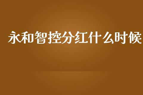 永和智控分红什么时候_https://cj006.lansai.wang_财经新闻_第1张