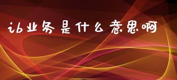ib业务是什么意思啊_https://cj006.lansai.wang_债券资讯_第1张