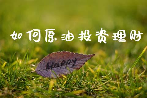 如何原油投资理财_https://cj006.lansai.wang_全球市场_第1张