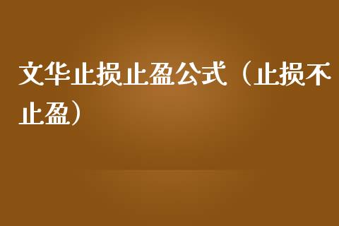 文华止损止盈公式（止损不止盈）_https://cj006.lansai.wang_债券资讯_第1张