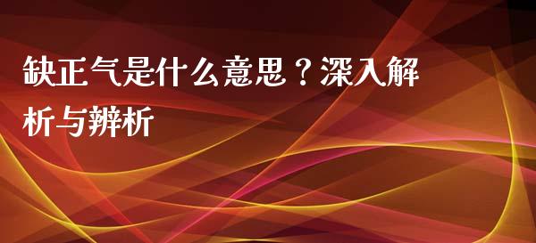 缺正气是什么意思？深入解析与辨析_https://cj006.lansai.wang_债券资讯_第1张