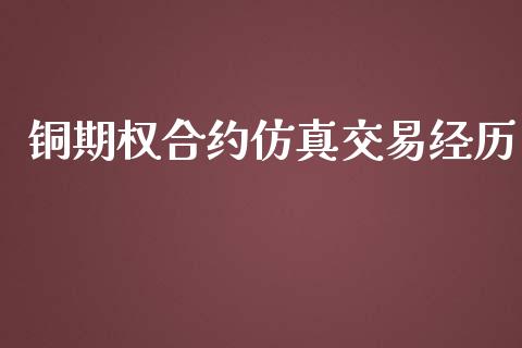 铜期权合约仿真交易经历_https://cj006.lansai.wang_外汇交易_第1张